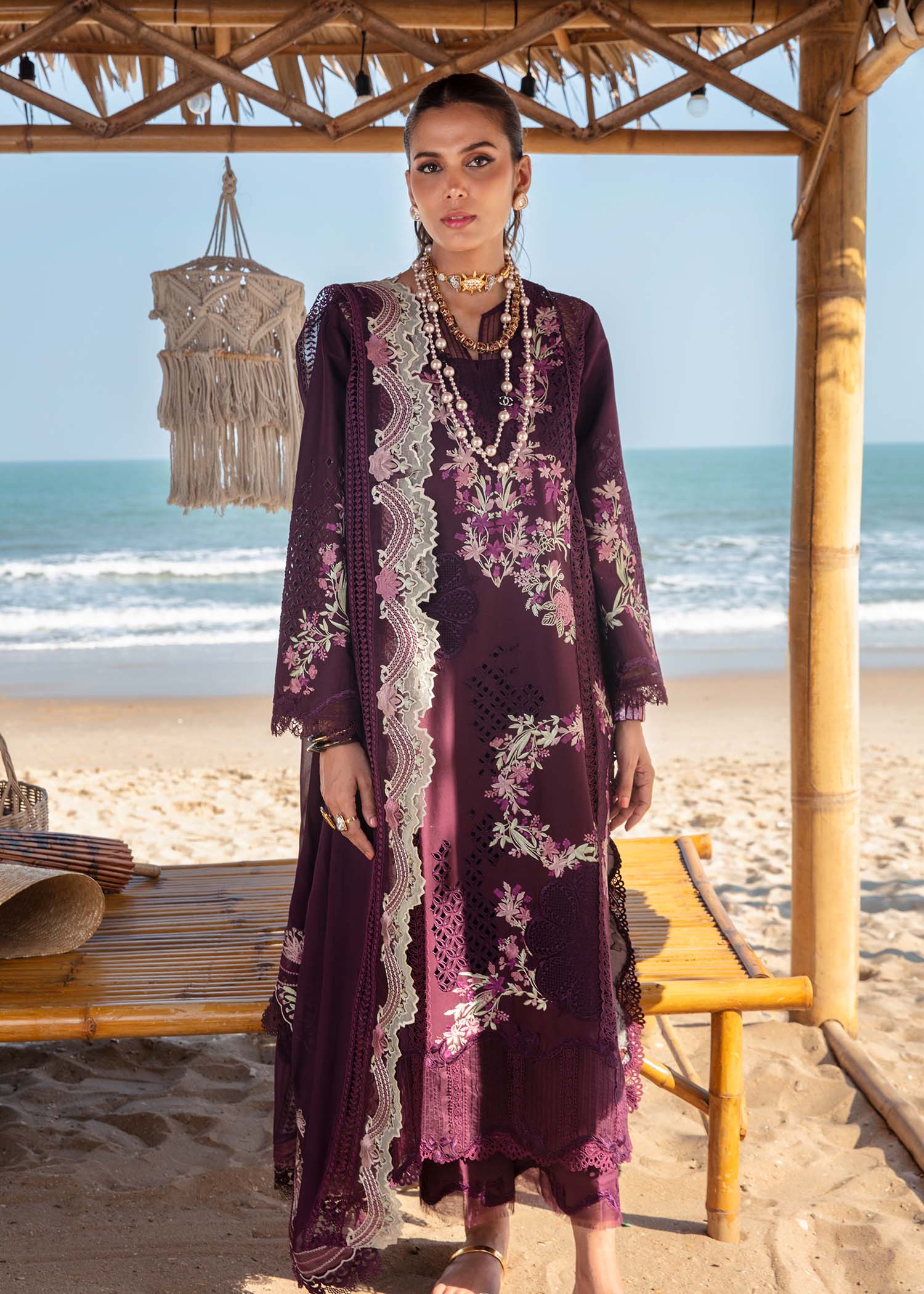 Saira Shakira Embroidered Luxury Lawn Unstitched 3Pc Suit DAHLIA-B Ayla's Atelier